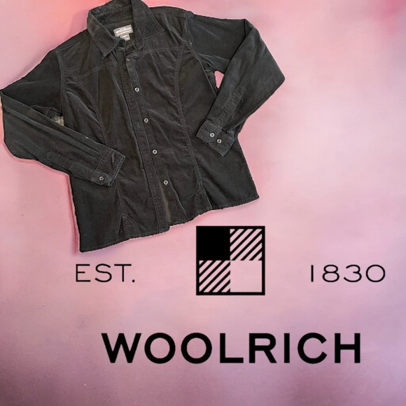 Woolrich | Woolrich Womens Black Corduroy Outdoorsy Button‎ Down Shirt - Picture 1 of 6